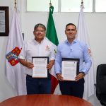 FIRMA DE CONVENIO CON EL PRESIDENTE MUNICIPAL DE PARAÍSO, ALFONSO DE JESÚS BACA SEVILLA