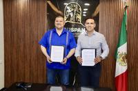 5 – FIRMA DE CONVENIO CON EL PRESIDENTE MUNICIPAL DE MACUSPANA, LIC. GASPAR DÍAZ FALCÓN